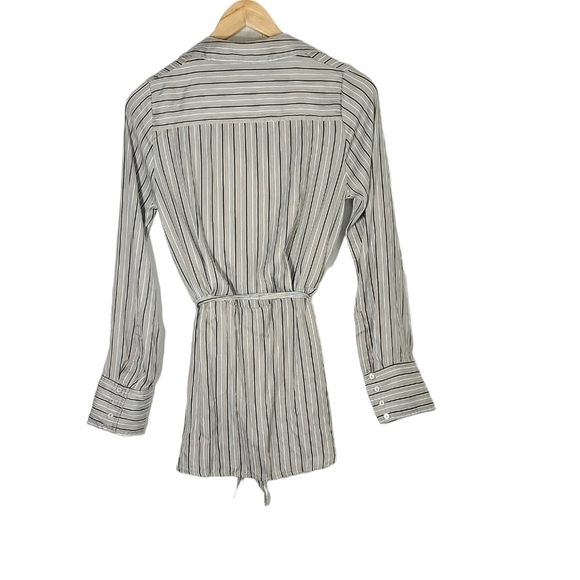 Free PEOPLE Arlo Striped Plunging Neckline Long Sleeve Wrap Blouse Size XS - Picture 10 of 16